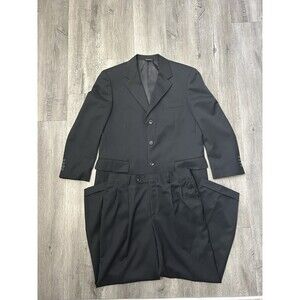 Cianni Cellini Men's 100% Wool Black Suit Set 2 Piece Jacket Sz 40S Pants Sz 34S